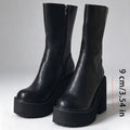 Round Toe Chunky Platform Mid-Calf Boots