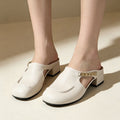 Casual Cut-Out Block-Heel Mules