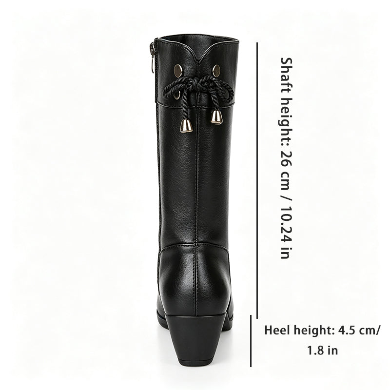 Women's mid-calf low-heel boots with fleece lining