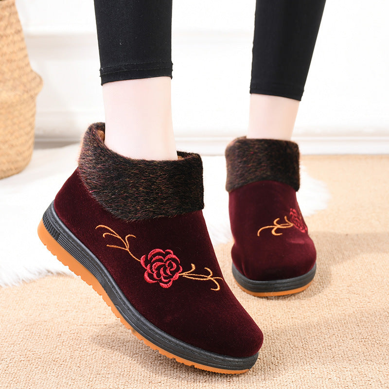 Elegant Floral Warm Boots for Women