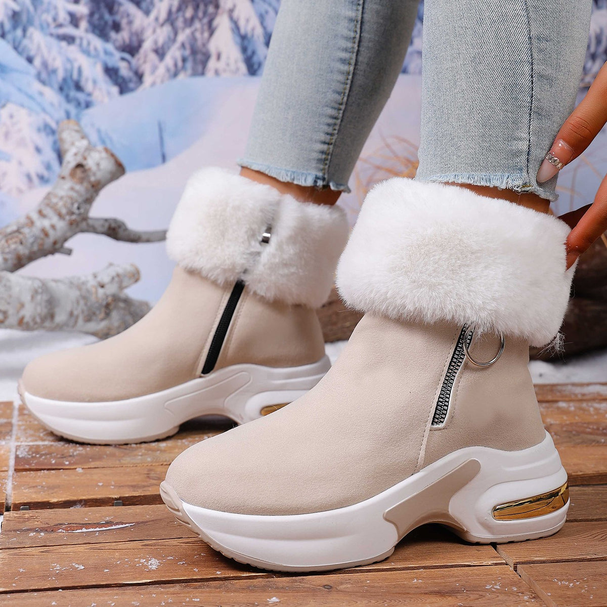 Women's Warm Wedge Snow Boots
