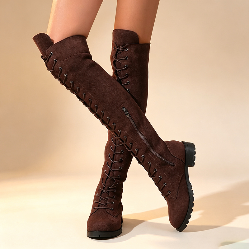 Women's Lace-Up Side-Zip Over-the-Knee Boots