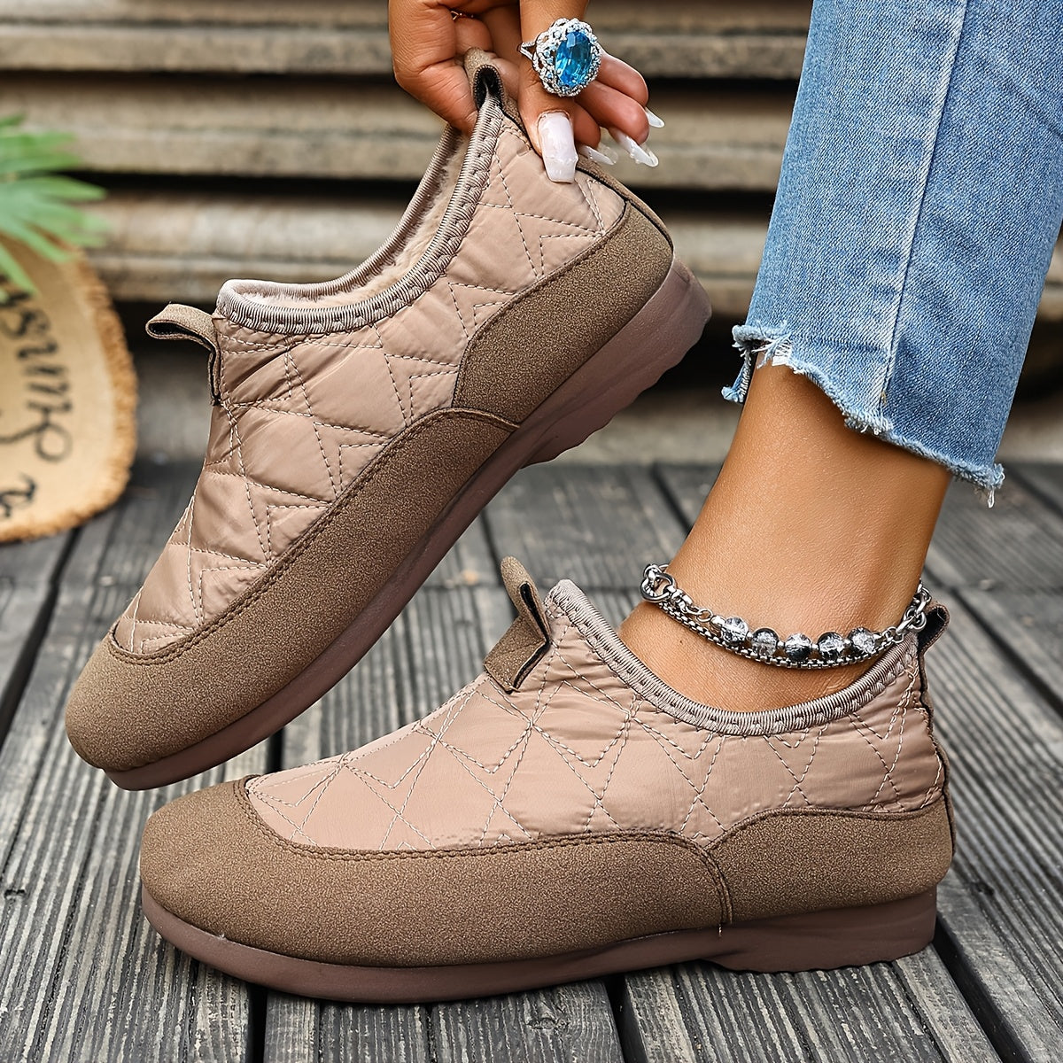 Winter Quilted Flats for Women
