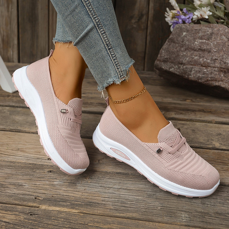 Women Knit Mesh Slip On Platform Walking Shoes