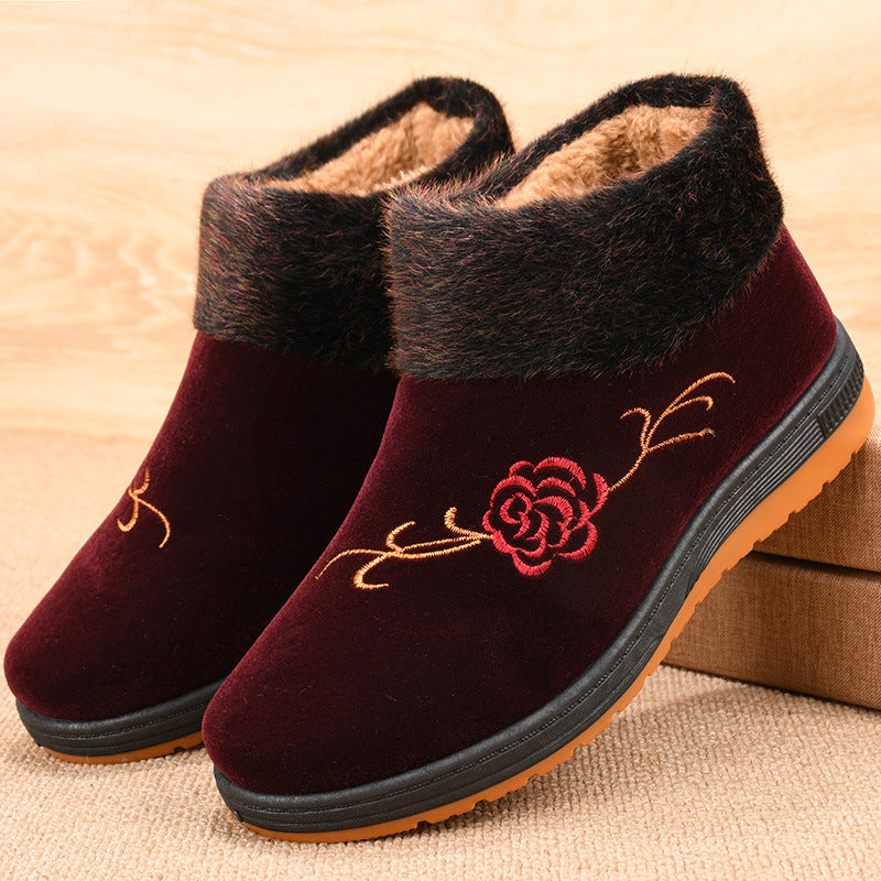 Elegant Floral Warm Boots for Women