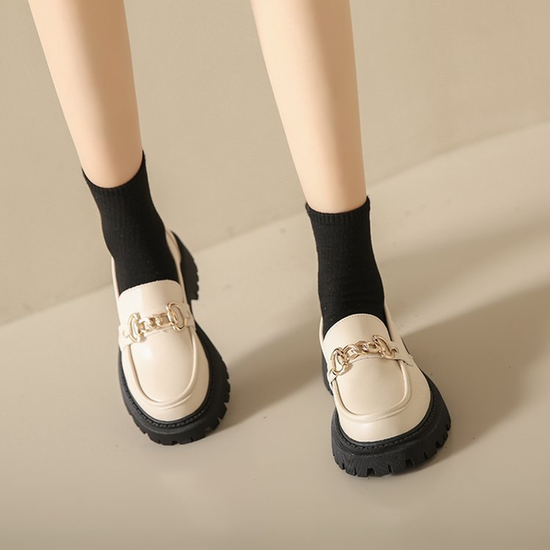 Chain Decor Chunky Platform Loafers for Women