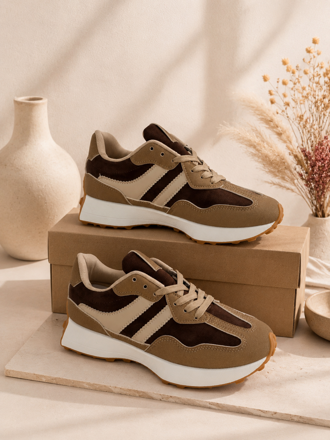 Taupe retro sneakers
