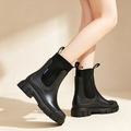 Women's Color-Block Knit Platform Waterproof Rain Boots