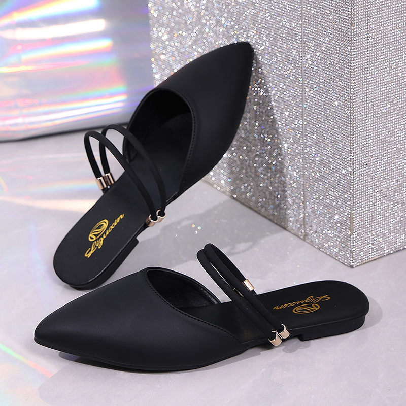 Women's pointed-toe open-back flat sandals