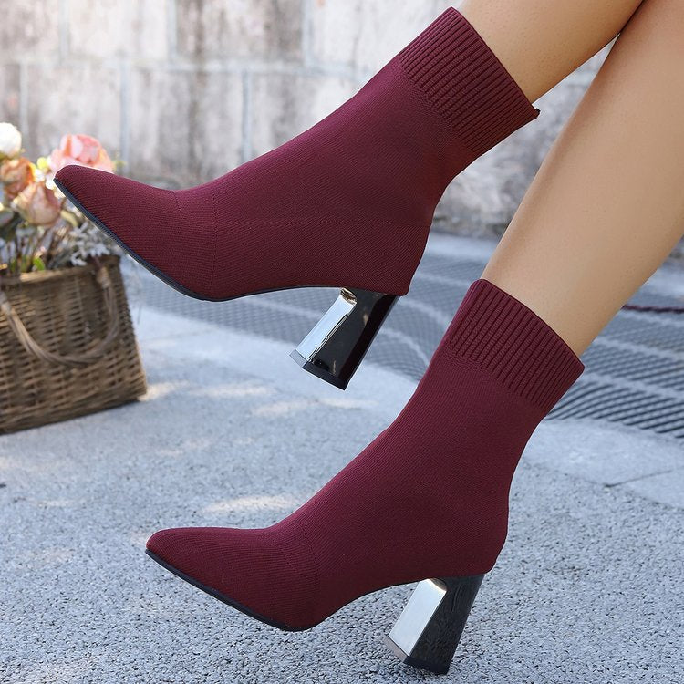Women's Stretch Knit Ankle Boots