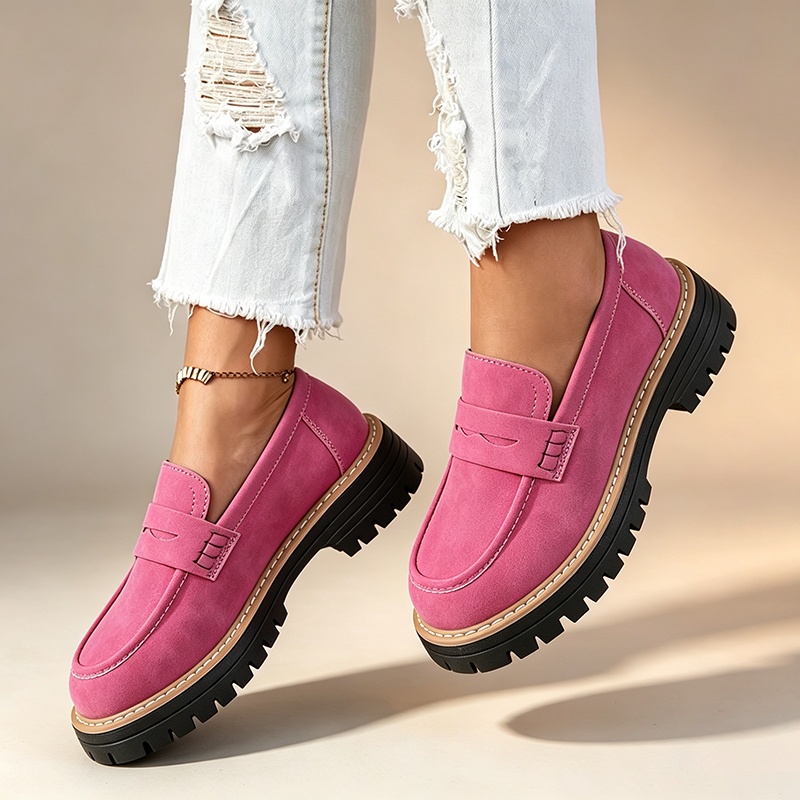 Women's platform slip-on shoes with block heels