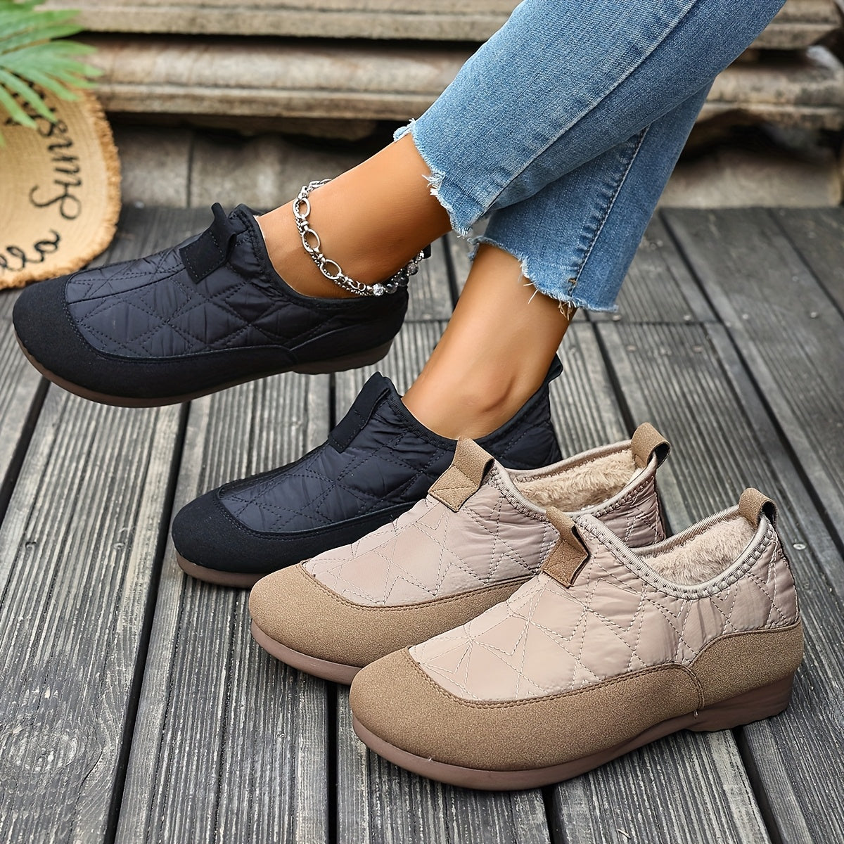 Winter Quilted Flats for Women
