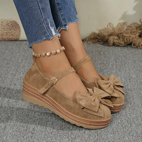 Bow Mary Jane Platform Wedge Shoes