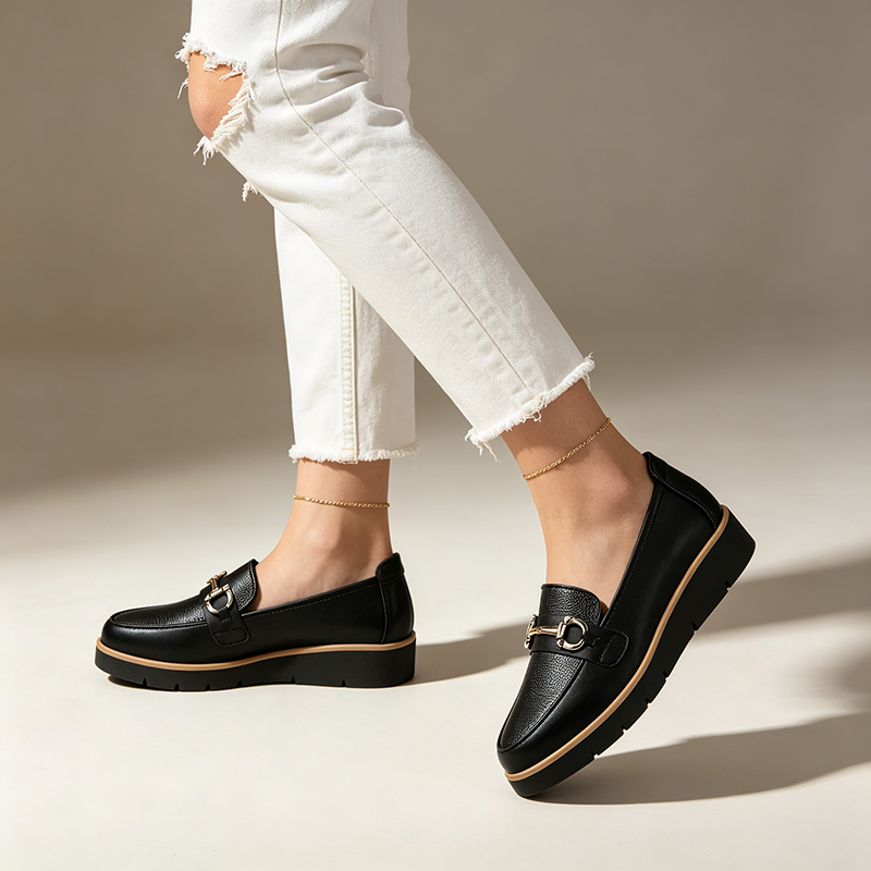 Women's Platform Loafers with Metal Detail – Smart-Casual
