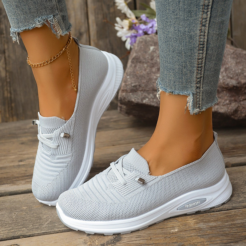Women Knit Mesh Slip On Platform Walking Shoes