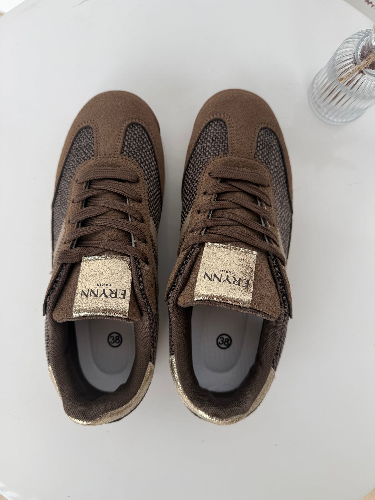 Women's Retro Suede-Look Sneakers – Brown