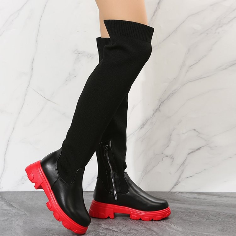 Women's stretch knit over-the-knee boots