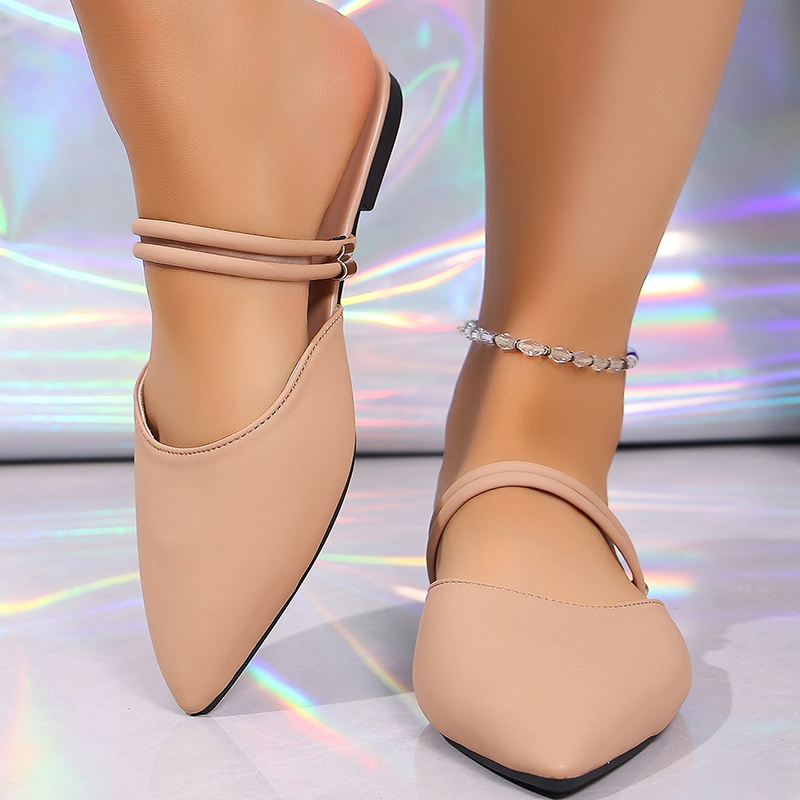 Women's pointed-toe open-back flat sandals