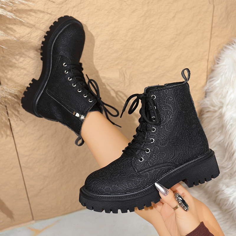 Women's Lace-Up Platform Ankle Boots