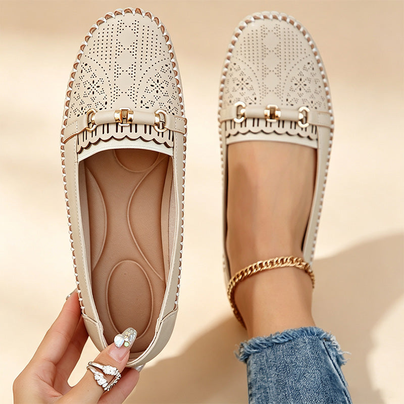 Women's openwork flat loafers