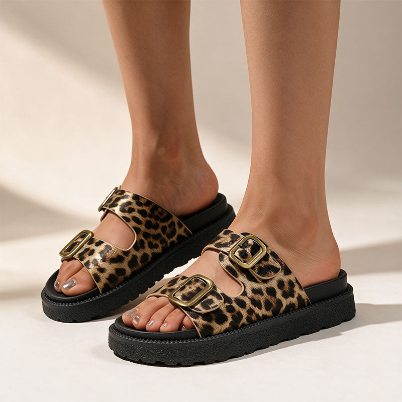Women's double-buckle platform sandals