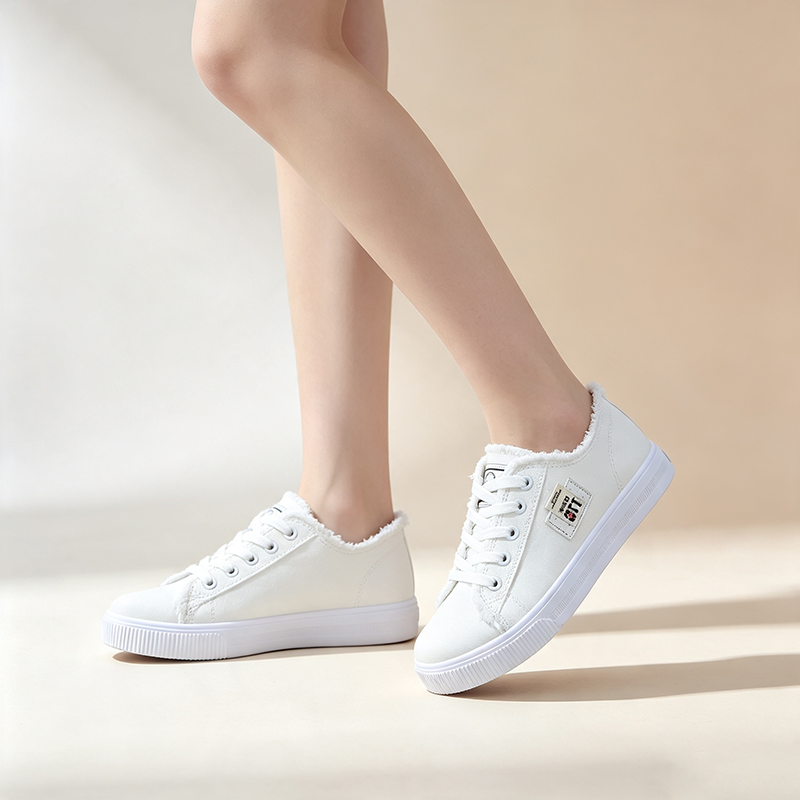 Women's casual canvas lace-up sneakers with frayed edge detailing