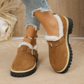 Women Fleece Lined Buckle Platform Loafers