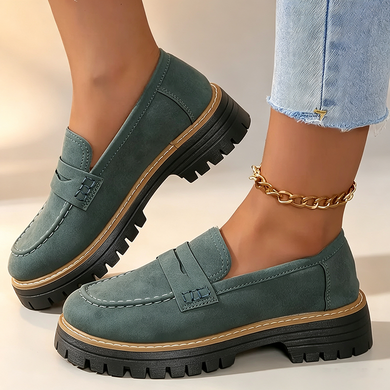 Women's platform slip-on shoes with block heels