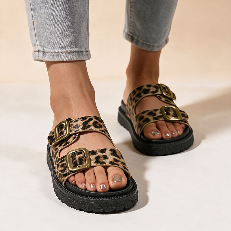 Women's double-buckle platform sandals