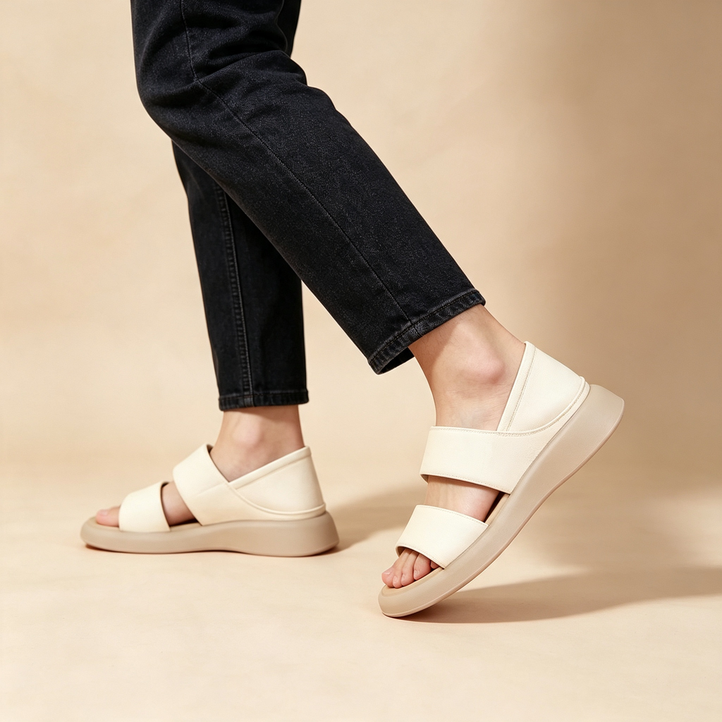 Women's Comfortable Soft Sole Platform Roman Sandals – Open Toe Non-Slip Casual Sandals