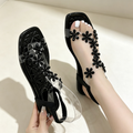 Women's Flower Transparent Strap Fairy Style Toe Flat Sandals