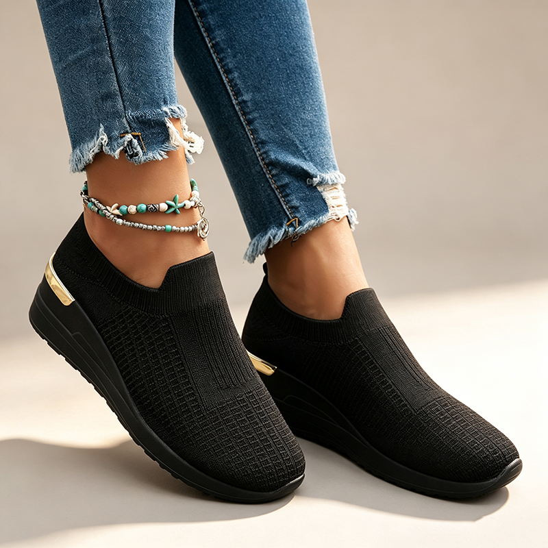Women's Fly Knit Breathable Mesh Chunky Platform Casual Shoes