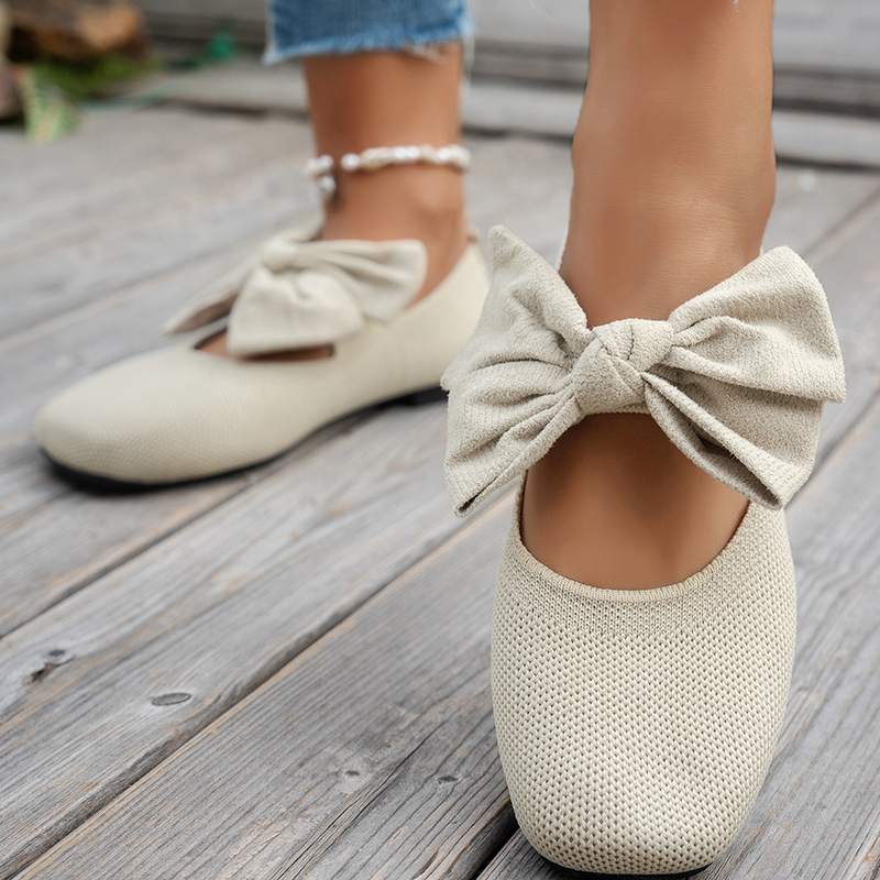 Women's Square-Toe Bow Ballet Flats