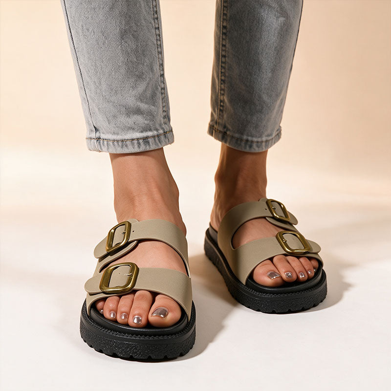 Women's double-buckle platform sandals