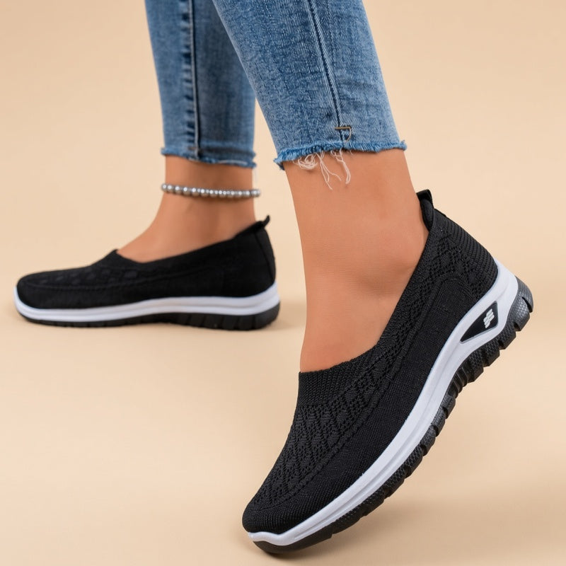 Women's Lightweight Breathable Fly-Knit Slip-On Walking Shoes