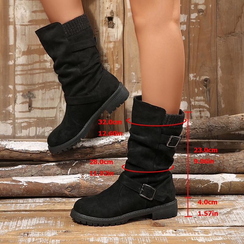 Women's fleece-lined casual mid-calf boots