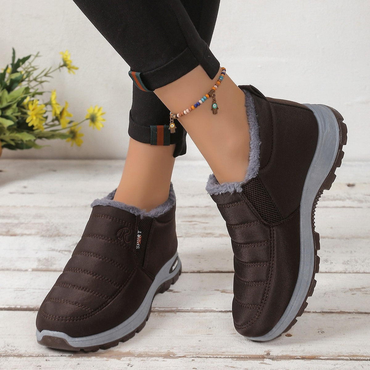 Women's Warm Plush-Lined Ankle Boots