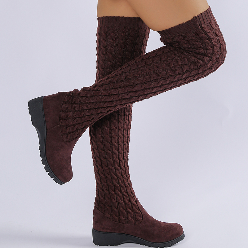 Women's Knitted Over-the-Knee Stretch Sock Boots