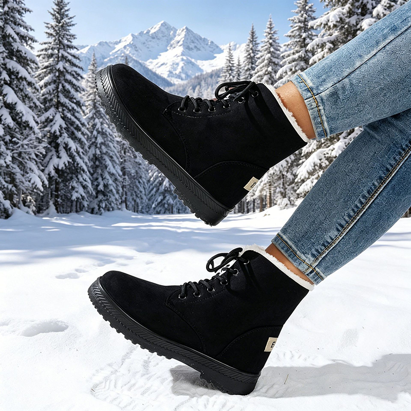 Women's fleece-lined lace-up ankle boots