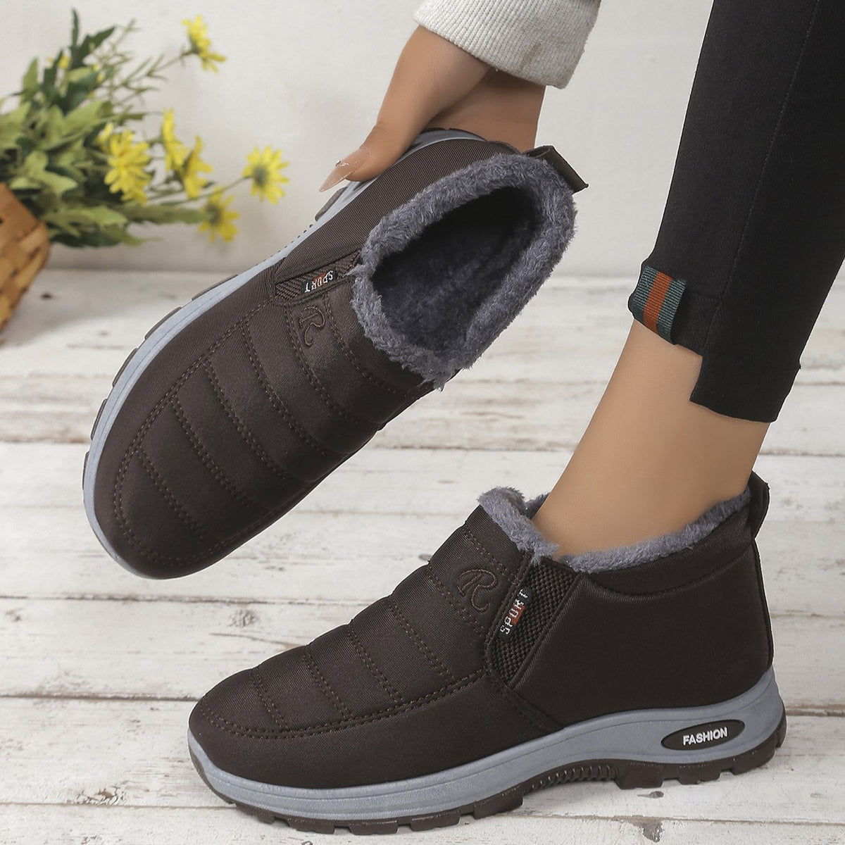 Women's Warm Plush-Lined Ankle Boots