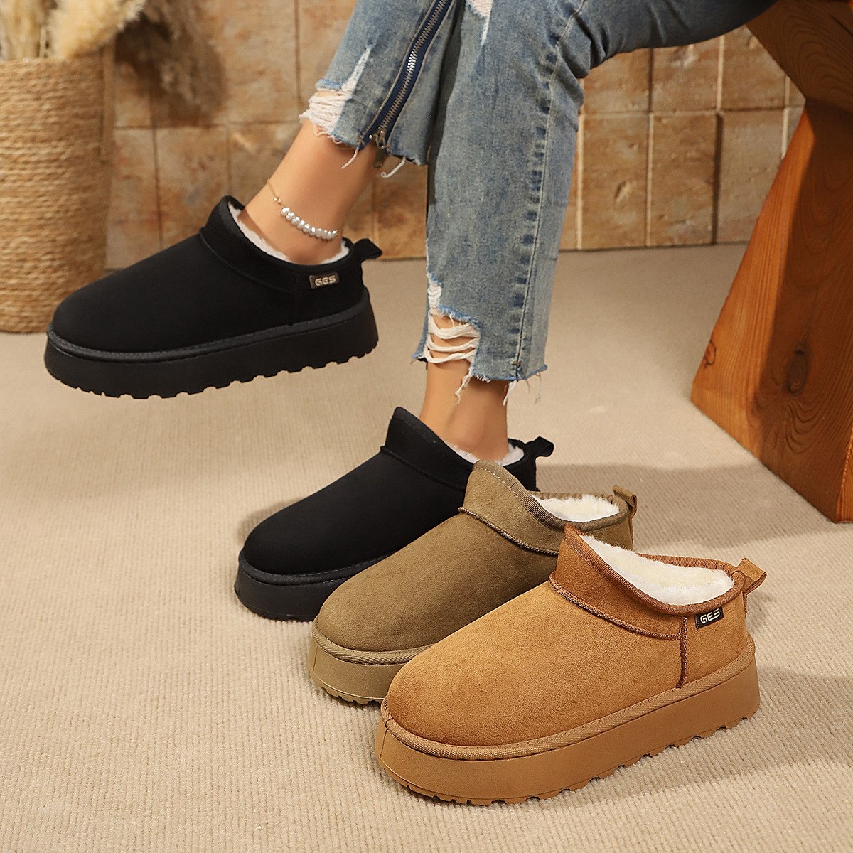 Women Platform Fleece Lined Ankle Boots