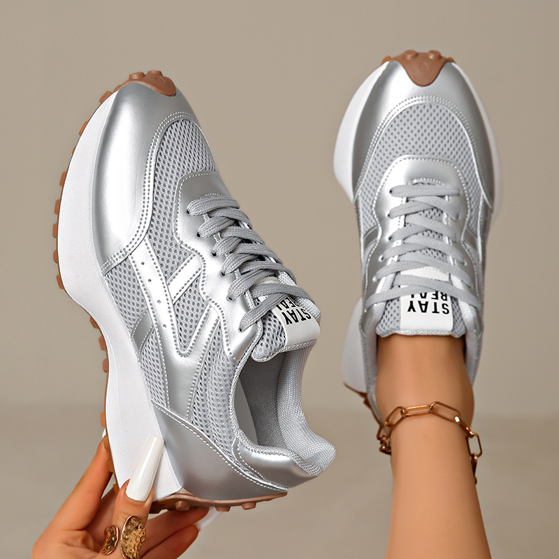 Women's Retro Color Block Mesh Sneakers