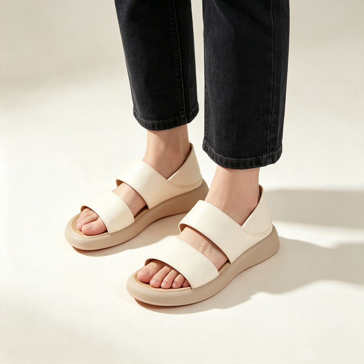 Women's Comfortable Soft Sole Platform Roman Sandals – Open Toe Non-Slip Casual Sandals