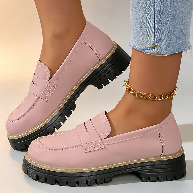Women's platform slip-on shoes with block heels