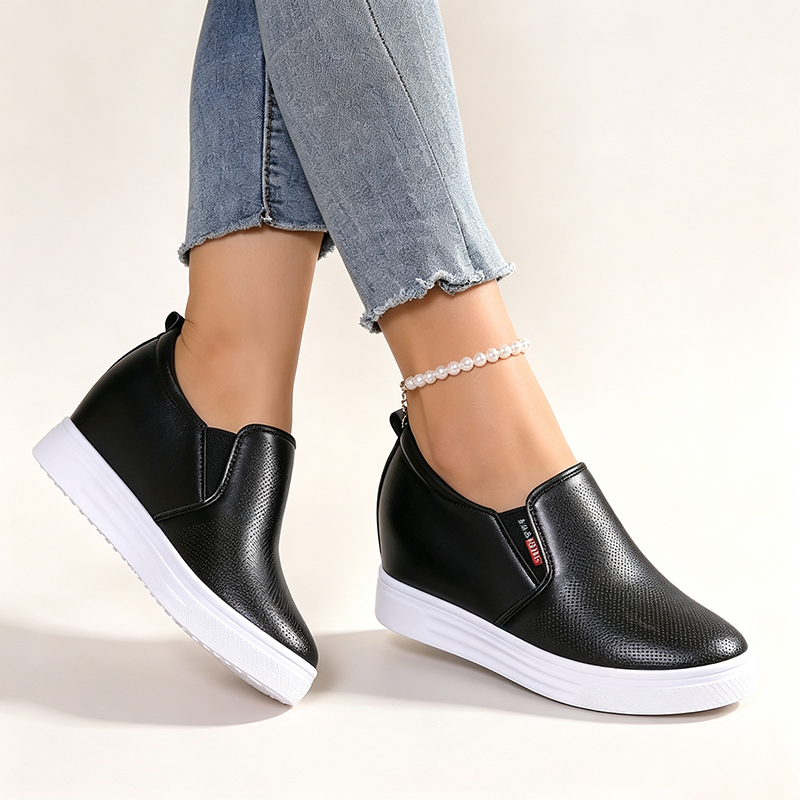 Women's slip-on casual walking shoes with hidden wedge heels
