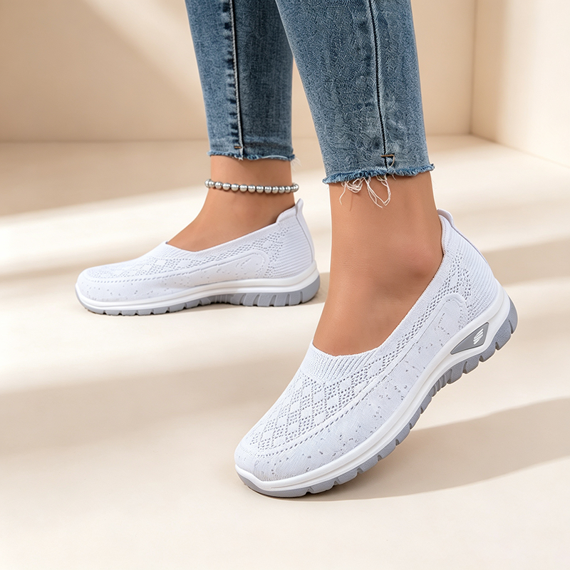 Women's Lightweight Breathable Fly-Knit Slip-On Walking Shoes