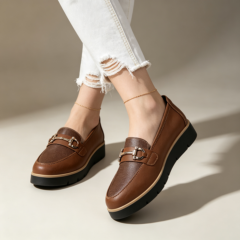 Women's Platform Loafers with Metal Detail – Smart-Casual