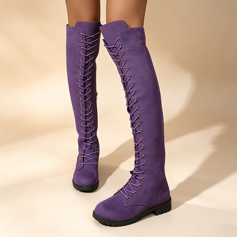 Women's Lace-Up Side-Zip Over-the-Knee Boots