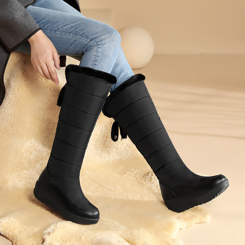 Women's Fleece-Lined Wedge-Heel Tall Snow Boots