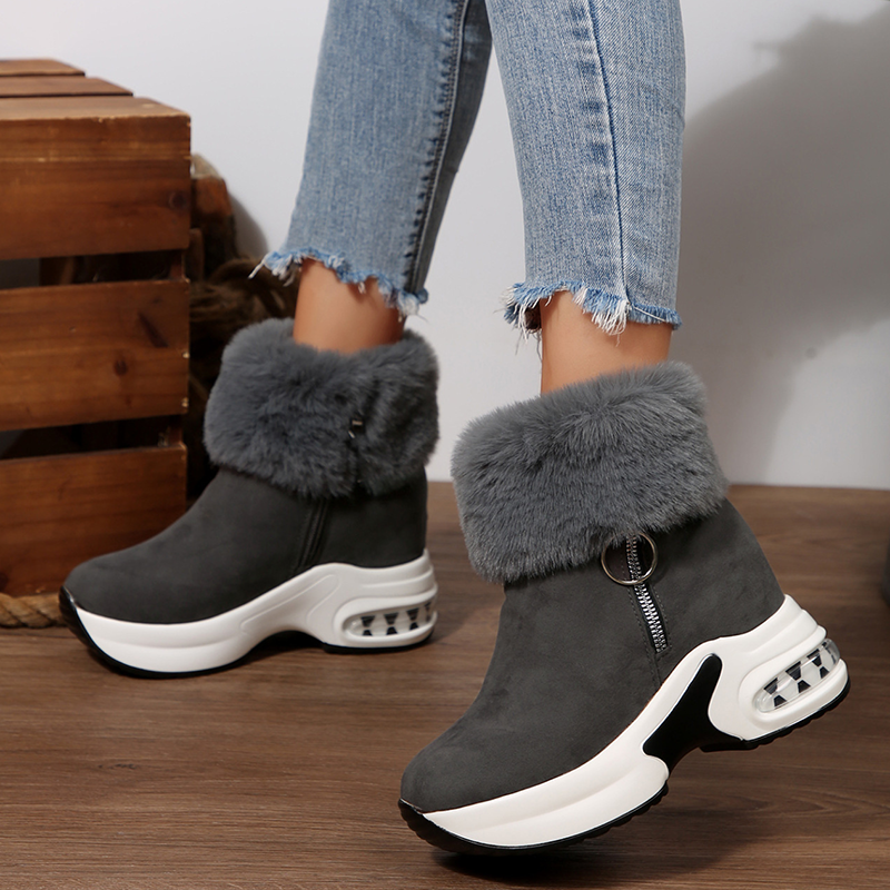 Women's Winter Plush Platform Snow Boots – Warm Side-Zip Ankle Boots